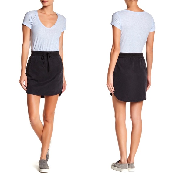 James Perse Dresses & Skirts - NEW James Perse Twill Curved Hem Drawstring Skirt